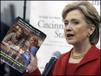 Democratic presidential candidate Hillary Clinton at a news conference in Cincinnati on Feb. 23.